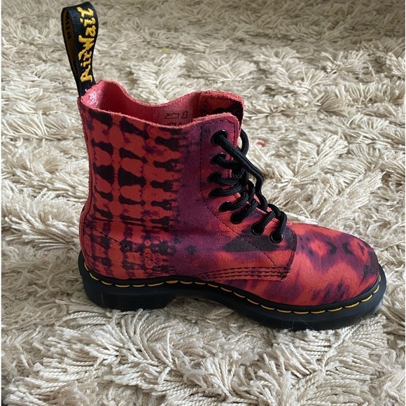 Streetwear, Edgy, Grunge Dr Martens PASCAL Summer Tie Dye Leather Combat Boots - Picture 7 of 10